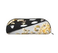 AUGUSTRUSH Leather Pencil Bag for School Office Travel, Pencil Case Pen Bag Organizer, Cinema Movie Clapboard Popcorn, Large Capacity Durable Zippered Pouch for Students Professionals Daily Use