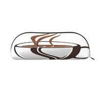 AUGUSTRUSH Leather Pencil Bag for School Office Travel, Pencil Case Pen Bag Organizer, Coffee Cup, Large Capacity Durable Zippered Pouch for Students Professionals Daily Use