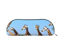 AUGUSTRUSH Leather Pencil Bag for School Office Travel, Pencil Case Pen Bag Organizer, Colorful Giraffe Fans Lovers, Large Capacity Durable Zippered Pouch for Students Professionals Daily Use