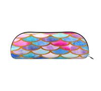 AUGUSTRUSH Leather Pencil Bag for School Office Travel, Pencil Case Pen Bag Organizer, Colorful Rainbow, Large Capacity Durable Zippered Pouch for Students Professionals Daily Use