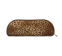 AUGUSTRUSH Leather Pencil Bag for School Office Travel, Pencil Case Pen Bag Organizer, Cute Leopard, Large Capacity Durable Zippered Pouch for Students Professionals Daily Use