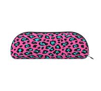 AUGUSTRUSH Leather Pencil Bag for School Office Travel, Pencil Case Pen Bag Organizer, Cute Leopard, Large Capacity Durable Zippered Pouch for Students Professionals Daily Use