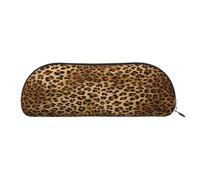 AUGUSTRUSH Leather Pencil Bag for School Office Travel, Pencil Case Pen Bag Organizer, Cute Leopard, Large Capacity Durable Zippered Pouch for Students Professionals Daily Use