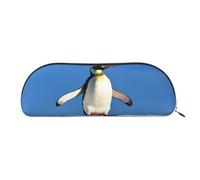 AUGUSTRUSH Leather Pencil Bag for School Office Travel, Pencil Case Pen Bag Organizer, Cute Penguin, Large Capacity Durable Zippered Pouch for Students Professionals Daily Use