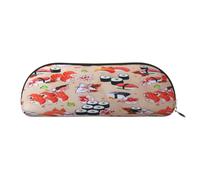 AUGUSTRUSH Leather Pencil Bag for School Office Travel, Pencil Case Pen Bag Organizer, Delicious Sushi, Large Capacity Durable Zippered Pouch for Students Professionals Daily Use