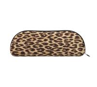 AUGUSTRUSH Leather Pencil Bag for School Office Travel, Pencil Case Pen Bag Organizer, Fun Leopard, Large Capacity Durable Zippered Pouch for Students Professionals Daily Use