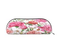 AUGUSTRUSH Leather Pencil Bag for School Office Travel, Pencil Case Pen Bag Organizer, Garden Peony, Large Capacity Durable Zippered Pouch for Students Professionals Daily Use