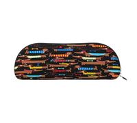 AUGUSTRUSH Leather Pencil Bag for School Office Travel, Pencil Case Pen Bag Organizer, I Love My Dog Dachshunds, Large Capacity Durable Zippered Pouch for Students Professionals Daily Use