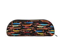 AUGUSTRUSH Leather Pencil Bag for School Office Travel, Pencil Case Pen Bag Organizer, I Love My Dog Dachshunds, Large Capacity Durable Zippered Pouch for Students Professionals Daily Use