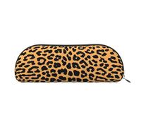 AUGUSTRUSH Leather Pencil Bag for School Office Travel, Pencil Case Pen Bag Organizer, Leopard, Large Capacity Durable Zippered Pouch for Students Professionals Daily Use