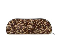 AUGUSTRUSH Leather Pencil Bag for School Office Travel, Pencil Case Pen Bag Organizer, Leopard, Large Capacity Durable Zippered Pouch for Students Professionals Daily Use