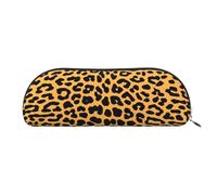 AUGUSTRUSH Leather Pencil Bag for School Office Travel, Pencil Case Pen Bag Organizer, Leopard, Large Capacity Durable Zippered Pouch for Students Professionals Daily Use
