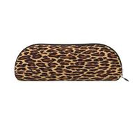 AUGUSTRUSH Leather Pencil Bag for School Office Travel, Pencil Case Pen Bag Organizer, Leopard, Large Capacity Durable Zippered Pouch for Students Professionals Daily Use