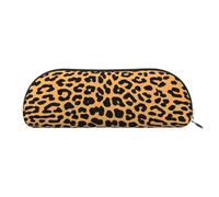 AUGUSTRUSH Leather Pencil Bag for School Office Travel, Pencil Case Pen Bag Organizer, Leopard, Large Capacity Durable Zippered Pouch for Students Professionals Daily Use