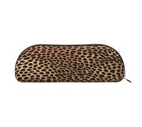 AUGUSTRUSH Leather Pencil Bag for School Office Travel, Pencil Case Pen Bag Organizer, Leopard, Large Capacity Durable Zippered Pouch for Students Professionals Daily Use