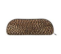 AUGUSTRUSH Leather Pencil Bag for School Office Travel, Pencil Case Pen Bag Organizer, Leopard, Large Capacity Durable Zippered Pouch for Students Professionals Daily Use