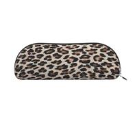AUGUSTRUSH Leather Pencil Bag for School Office Travel, Pencil Case Pen Bag Organizer, Leopard, Large Capacity Durable Zippered Pouch for Students Professionals Daily Use