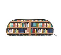 AUGUSTRUSH Leather Pencil Bag for School Office Travel, Pencil Case Pen Bag Organizer, Library Bookshelf, Large Capacity Durable Zippered Pouch for Students Professionals Daily Use