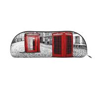AUGUSTRUSH Leather Pencil Bag for School Office Travel, Pencil Case Pen Bag Organizer, London Red Telephone Booth, Large Capacity Durable Zippered Pouch for Students Professionals Daily Use