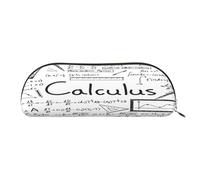 AUGUSTRUSH Leather Pencil Bag for School Office Travel, Pencil Case Pen Bag Organizer, Math Geometry Geek Calculus, Large Capacity Durable Zippered Pouch for Students Professionals Daily Use
