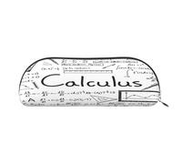 AUGUSTRUSH Leather Pencil Bag for School Office Travel, Pencil Case Pen Bag Organizer, Math Geometry Geek Calculus, Large Capacity Durable Zippered Pouch for Students Professionals Daily Use