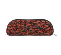 AUGUSTRUSH Leather Pencil Bag for School Office Travel, Pencil Case Pen Bag Organizer, Monarch Butterflies, Large Capacity Durable Zippered Pouch for Students Professionals Daily Use