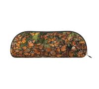 AUGUSTRUSH Leather Pencil Bag for School Office Travel, Pencil Case Pen Bag Organizer, Monarch Butterflies, Large Capacity Durable Zippered Pouch for Students Professionals Daily Use