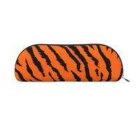 AUGUSTRUSH Leather Pencil Bag for School Office Travel, Pencil Case Pen Bag Organizer, Orange Tiger Leopard, Large Capacity Durable Zippered Pouch for Students Professionals Daily Use