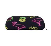 AUGUSTRUSH Leather Pencil Bag for School Office Travel, Pencil Case Pen Bag Organizer, Pineapple Banana Flamingo, Large Capacity Durable Zippered Pouch for Students Professionals Daily Use