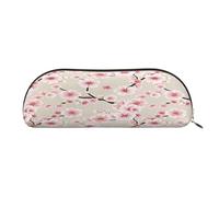 AUGUSTRUSH Leather Pencil Bag for School Office Travel, Pencil Case Pen Bag Organizer, Pink Cherry Blossoms, Large Capacity Durable Zippered Pouch for Students Professionals Daily Use