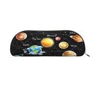 AUGUSTRUSH Leather Pencil Bag for School Office Travel, Pencil Case Pen Bag Organizer, Planets Stars Galaxy, Large Capacity Durable Zippered Pouch for Students Professionals Daily Use