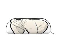 AUGUSTRUSH Leather Pencil Bag for School Office Travel, Pencil Case Pen Bag Organizer, Polar Bear, Large Capacity Durable Zippered Pouch for Students Professionals Daily Use