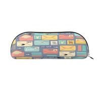 AUGUSTRUSH Leather Pencil Bag for School Office Travel, Pencil Case Pen Bag Organizer, Postal Stationery, Large Capacity Durable Zippered Pouch for Students Professionals Daily Use