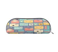 AUGUSTRUSH Leather Pencil Bag for School Office Travel, Pencil Case Pen Bag Organizer, Postal Stationery, Large Capacity Durable Zippered Pouch for Students Professionals Daily Use