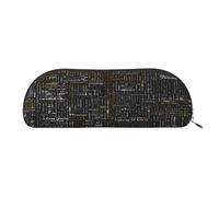 AUGUSTRUSH Leather Pencil Bag for School Office Travel, Pencil Case Pen Bag Organizer, Programmer Programming Code, Large Capacity Durable Zippered Pouch for Students Professionals Daily Use