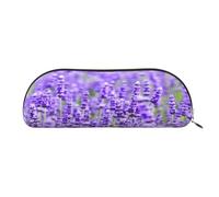 AUGUSTRUSH Leather Pencil Bag for School Office Travel, Pencil Case Pen Bag Organizer, Purple Lavender, Large Capacity Durable Zippered Pouch for Students Professionals Daily Use