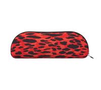 AUGUSTRUSH Leather Pencil Bag for School Office Travel, Pencil Case Pen Bag Organizer, Red Leopard, Large Capacity Durable Zippered Pouch for Students Professionals Daily Use