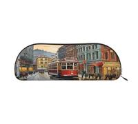 AUGUSTRUSH Leather Pencil Bag for School Office Travel, Pencil Case Pen Bag Organizer, San Francisco, Large Capacity Durable Zippered Pouch for Students Professionals Daily Use