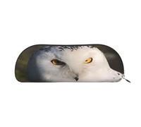 AUGUSTRUSH Leather Pencil Bag for School Office Travel, Pencil Case Pen Bag Organizer, Snowy Owl Eyes, Large Capacity Durable Zippered Pouch for Students Professionals Daily Use