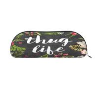 AUGUSTRUSH Leather Pencil Bag for School Office Travel, Pencil Case Pen Bag Organizer, Thug Life Flowers, Large Capacity Durable Zippered Pouch for Students Professionals Daily Use