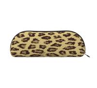 AUGUSTRUSH Leather Pencil Bag for School Office Travel, Pencil Case Pen Bag Organizer, Yellow Leopard, Large Capacity Durable Zippered Pouch for Students Professionals Daily Use