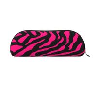 AUGUSTRUSH Leather Pencil Bag for School Office Travel, Pencil Case Pen Bag Organizer, Zebra Tiger Leopard Pink, Large Capacity Durable Zippered Pouch for Students Professionals Daily Use