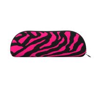 AUGUSTRUSH Leather Pencil Bag for School Office Travel, Pencil Case Pen Bag Organizer, Zebra Tiger Leopard Pink, Large Capacity Durable Zippered Pouch for Students Professionals Daily Use