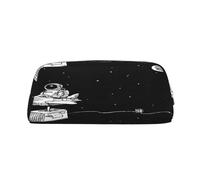 AUGUSTRUSH Leather Pencil Case for Students, Large Capacity Pencil Pouch, Astronaut Galaxy, Unique Zippered Pen Bag Organizer for School, Office & Travel, Durable Makeup & Stationery Bag