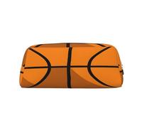 AUGUSTRUSH Leather Pencil Case for Students, Large Capacity Pencil Pouch, Basketball, Unique Zippered Pen Bag Organizer for School, Office & Travel, Durable Makeup & Stationery Bag