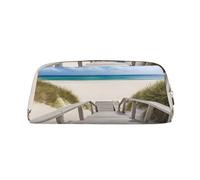 AUGUSTRUSH Leather Pencil Case for Students, Large Capacity Pencil Pouch, Beach Scenery, Unique Zippered Pen Bag Organizer for School, Office & Travel, Durable Makeup & Stationery Bag