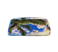 AUGUSTRUSH Leather Pencil Case for Students, Large Capacity Pencil Pouch, Beautiful Sunrise, Unique Zippered Pen Bag Organizer for School, Office & Travel, Durable Makeup & Stationery Bag