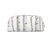 AUGUSTRUSH Leather Pencil Case for Students, Large Capacity Pencil Pouch, Birch Tree, Unique Zippered Pen Bag Organizer for School, Office & Travel, Durable Makeup & Stationery Bag