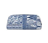 AUGUSTRUSH Leather Pencil Case for Students, Large Capacity Pencil Pouch, Blue Polynesian Maori Tribal, Unique Zippered Pen Bag Organizer for School, Office & Travel, Durable Makeup & Stationery Bag