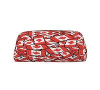 AUGUSTRUSH Leather Pencil Case for Students, Large Capacity Pencil Pouch, Canadian Flag, Unique Zippered Pen Bag Organizer for School, Office & Travel, Durable Makeup & Stationery Bag